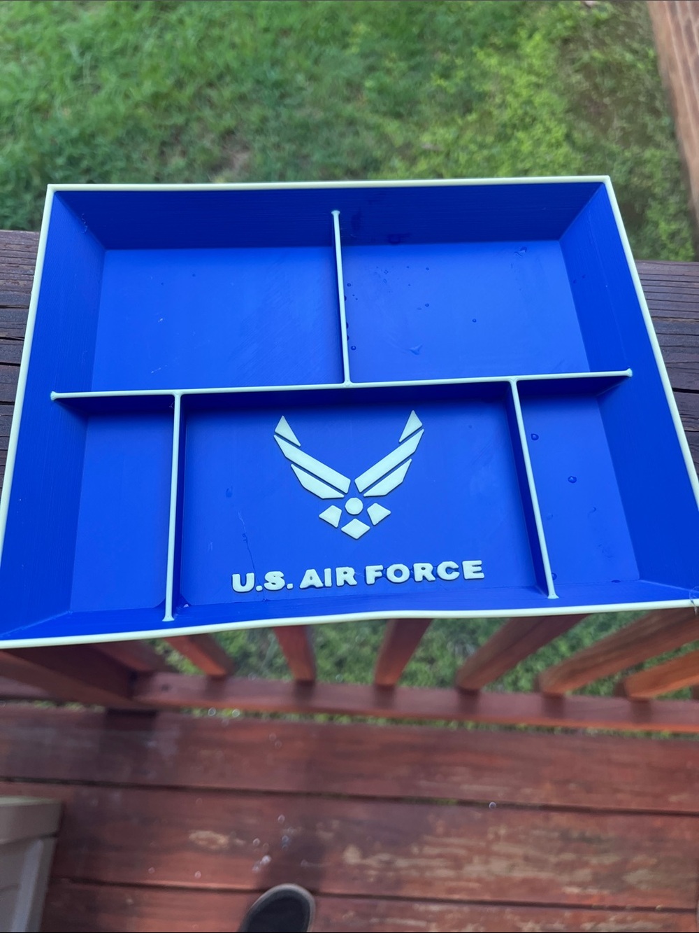 Blue Plastic Desk Organizer Tray